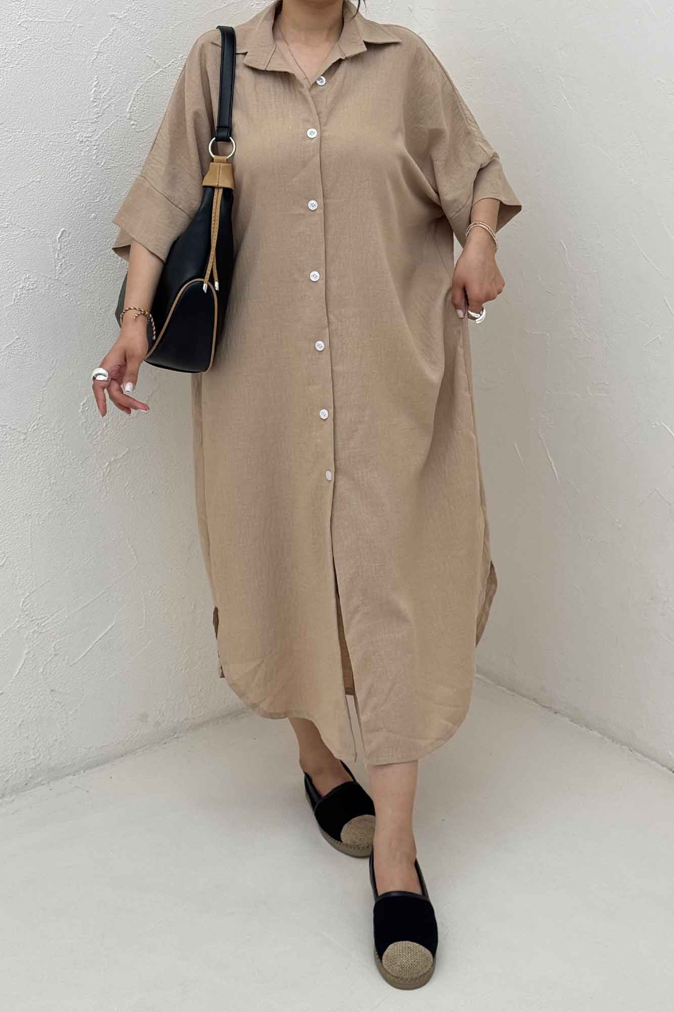 مانتو بلند لینن زارا جلو دکمه 