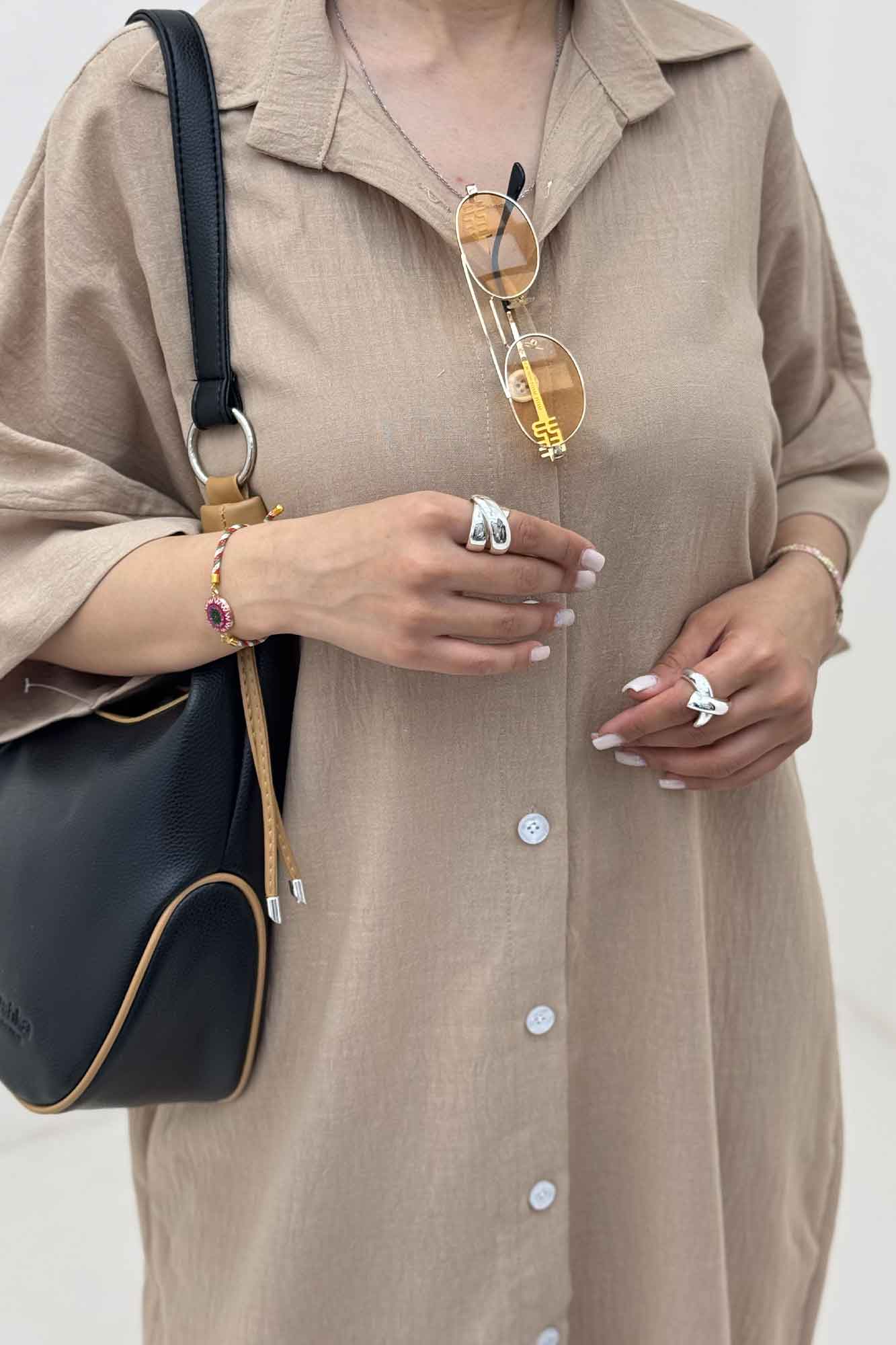 مانتو بلند لینن زارا جلو دکمه 