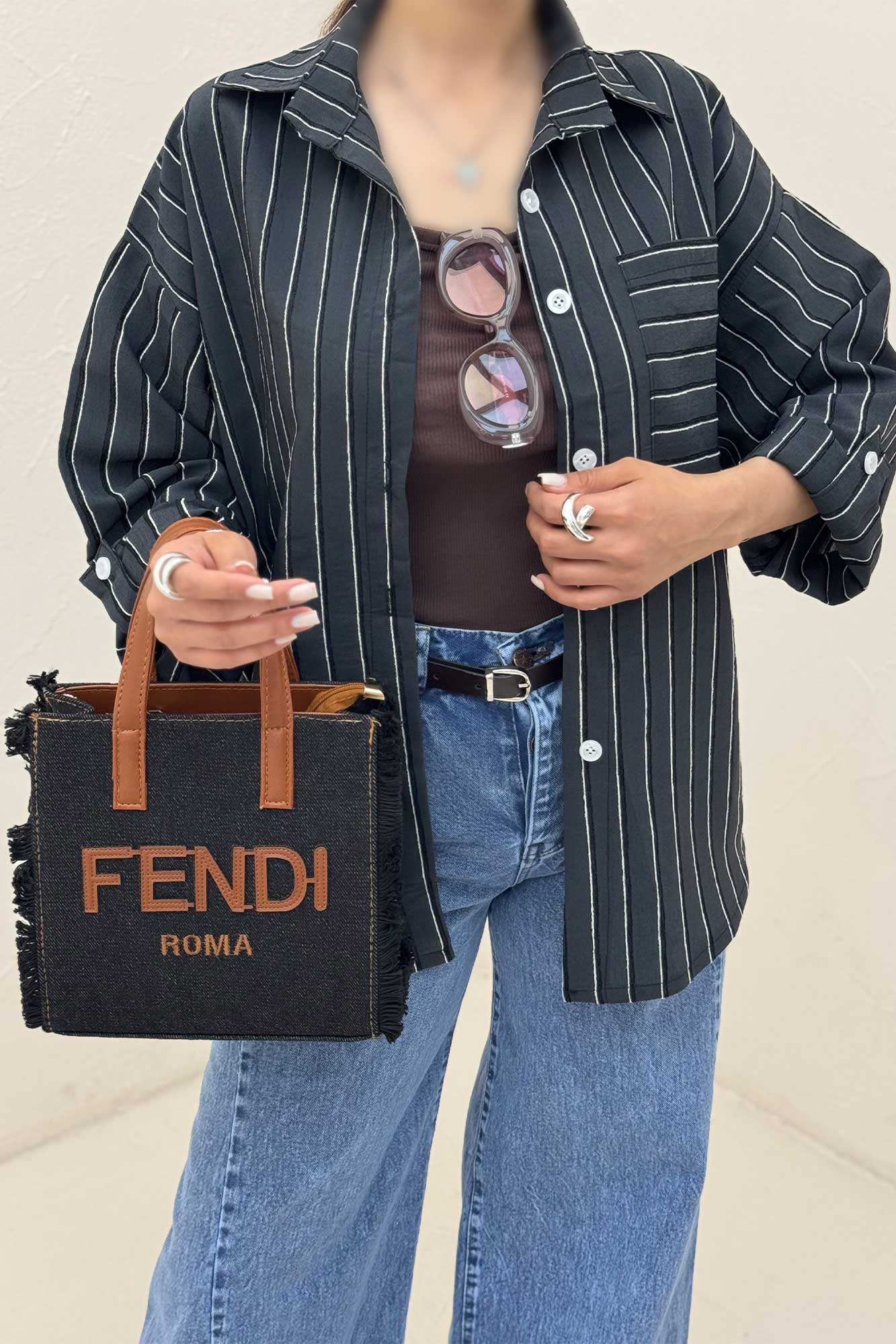 شومیز پری راه راه ژاکارد 