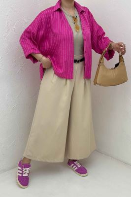 شومیز parry راه راه پشت بلند