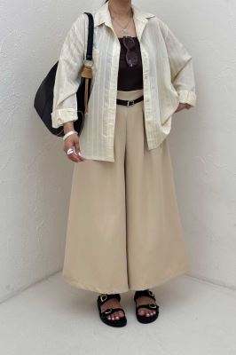 شومیز مانتویی راه راه ژاکارد تک جیب