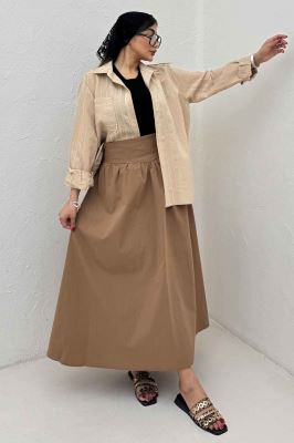 شومیز مانتویی راه راه ژاکارد تک جیب