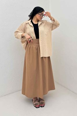 شومیز مانتویی راه راه ژاکارد تک جیب