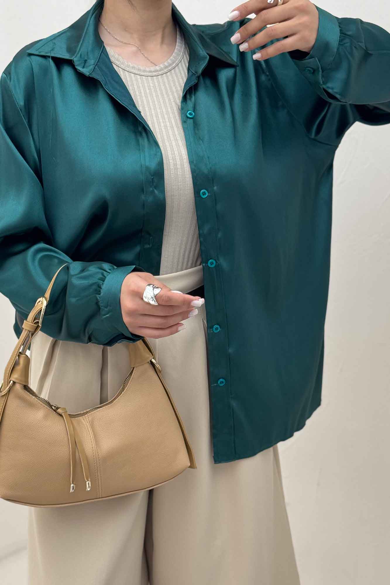 شومیز مانتویی ساتن R