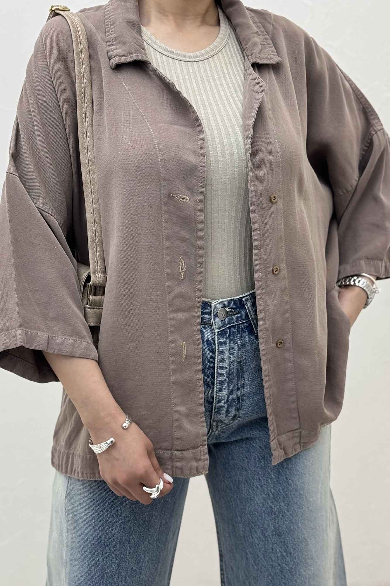 مانتو سیلک یقه شکاری TR