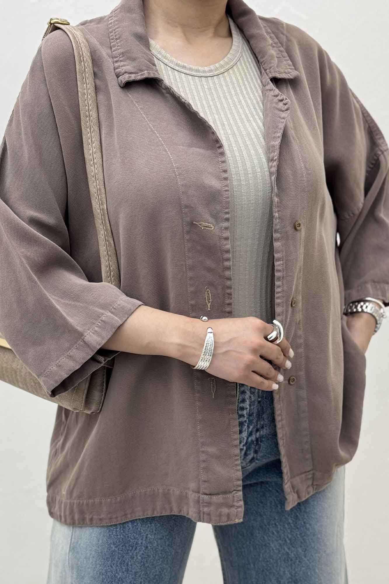 مانتو سیلک یقه شکاری TR