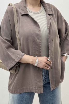 مانتو سیلک یقه شکاری TR