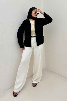 مانتو لینن پایین هلال دو جیب TR