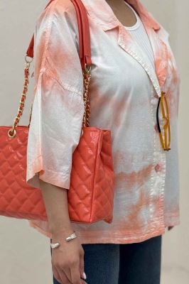 مانتو لینن آستین سه رب یقه شکاری (آبرنگی)TR