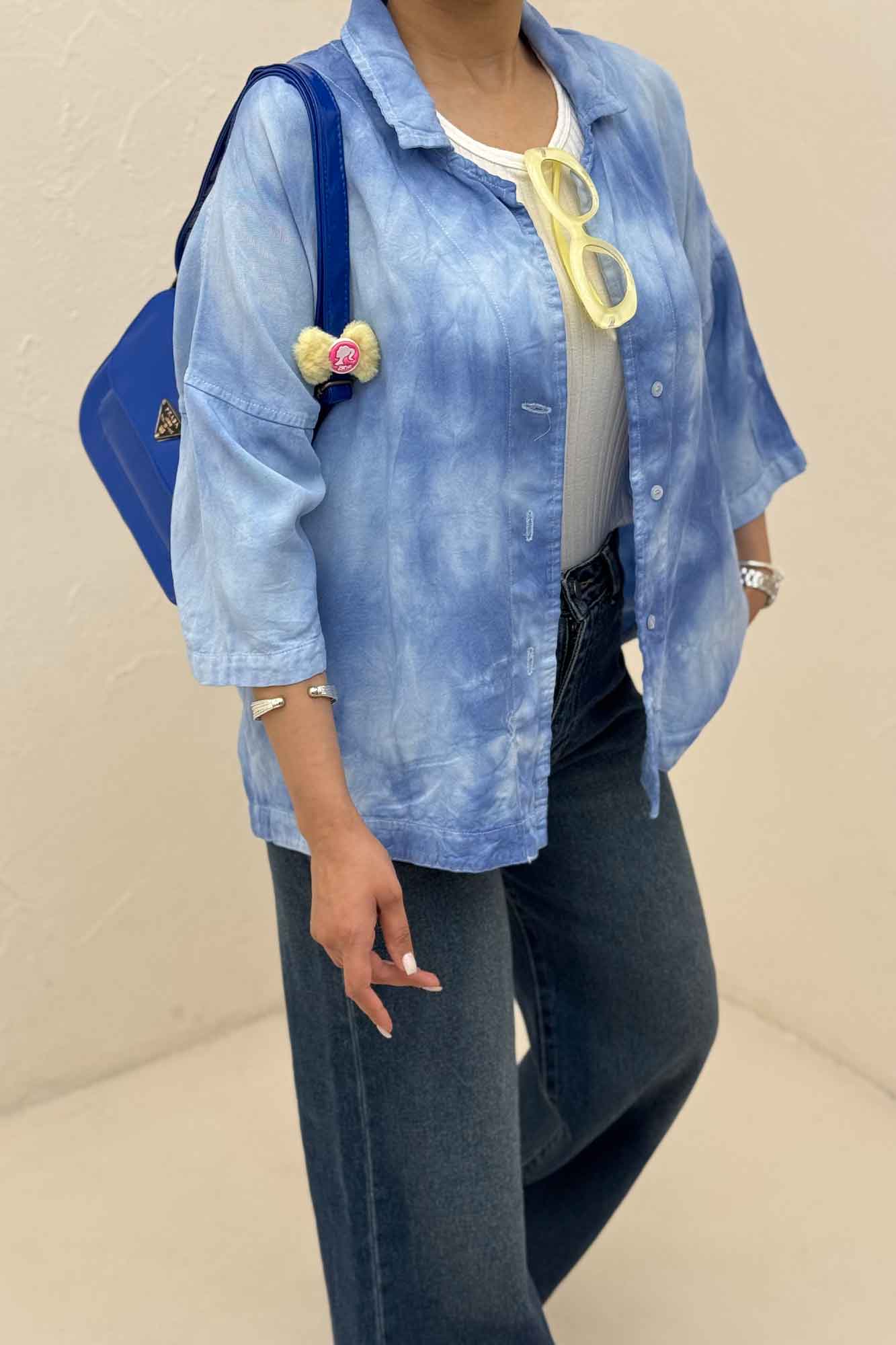 مانتو سیلک آستین سه رب یقه شکاری (آبرنگی)TR