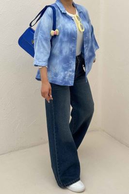 مانتو سیلک آستین سه رب یقه شکاری (آبرنگی)TR