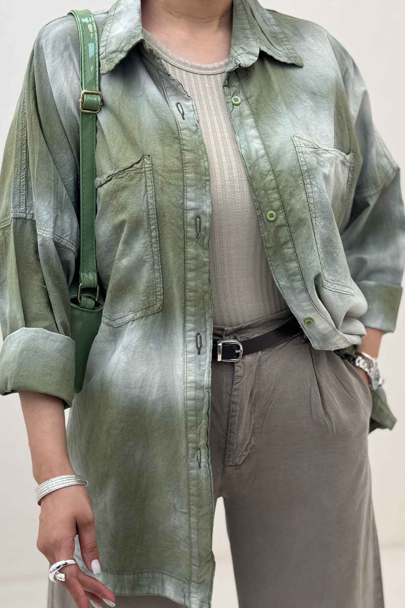 مانتو لینن پایین هلال دو جیب TR (آبرنگی)