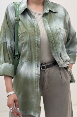 مانتو لینن پایین هلال دو جیب TR (آبرنگی)