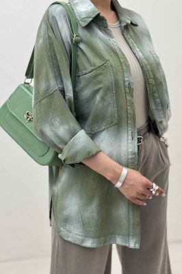 مانتو لینن پایین هلال دو جیب TR (آبرنگی)