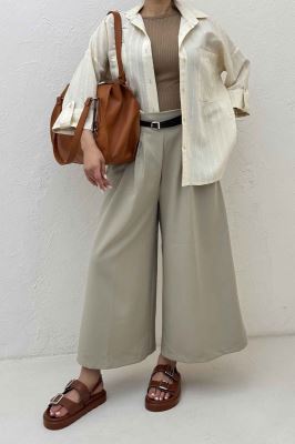 شومیز مانتویی راه راه ژاکارد پاگن دار