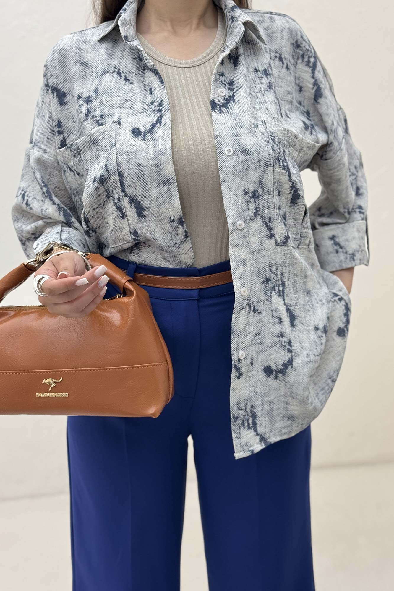 شومیز مانتویی پرینتی پاگن دار طرح 1