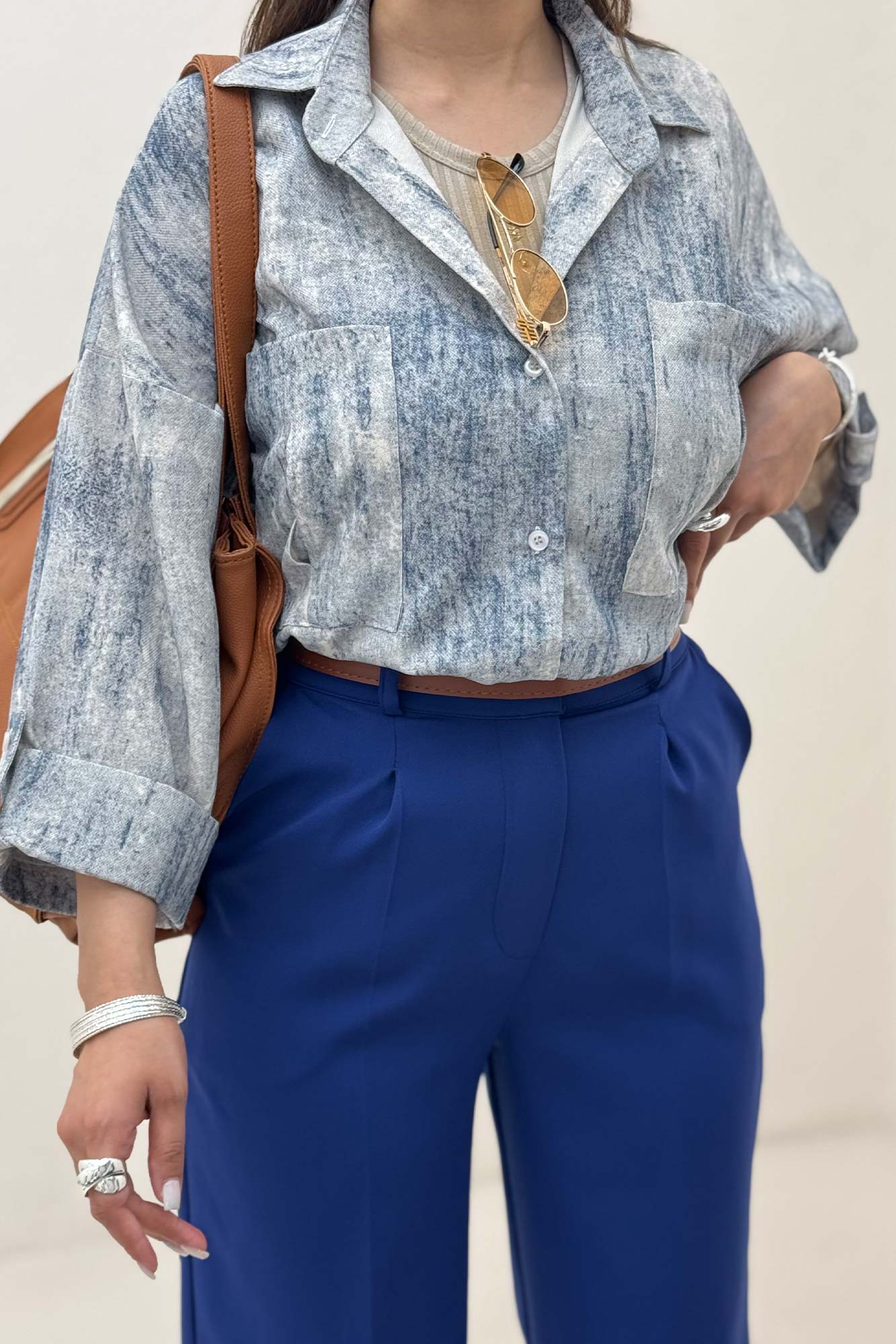 شومیز مانتویی پرینتی پاگن دار طرح 1