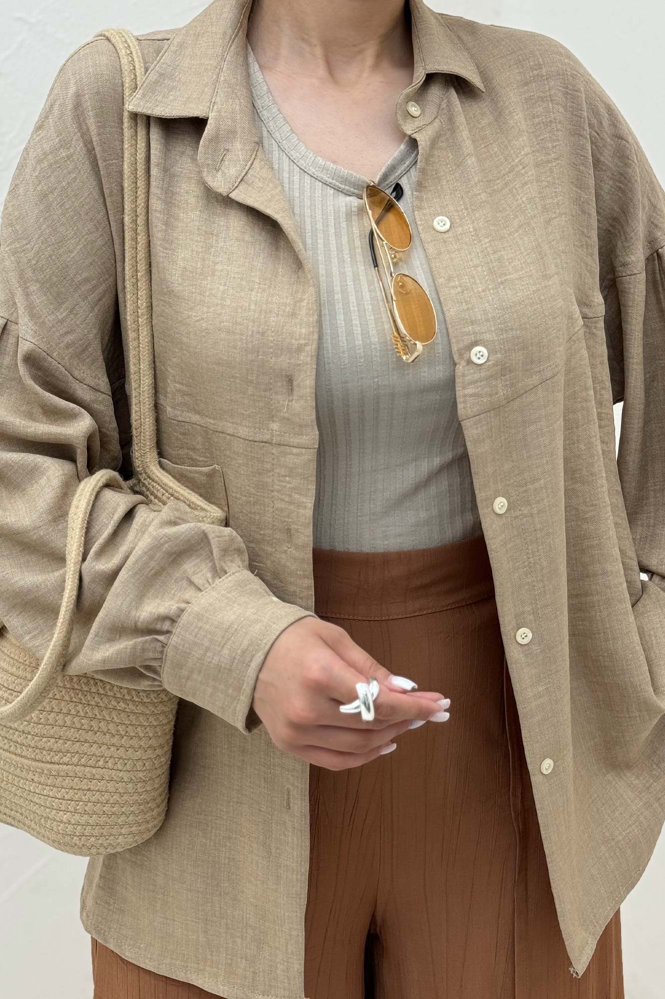 شومیز مانتویی شانتون تک جیب نایرا