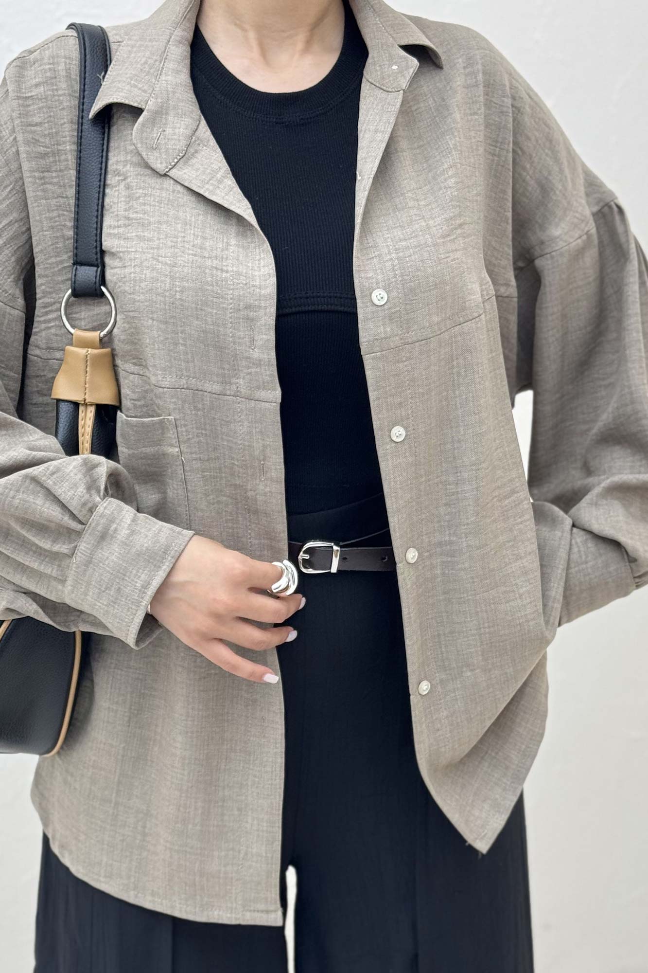 شومیز مانتویی شانتون تک جیب نایرا