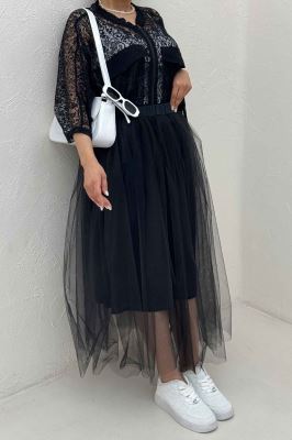 دامن توری کمر پیله داخل آستردار 1002