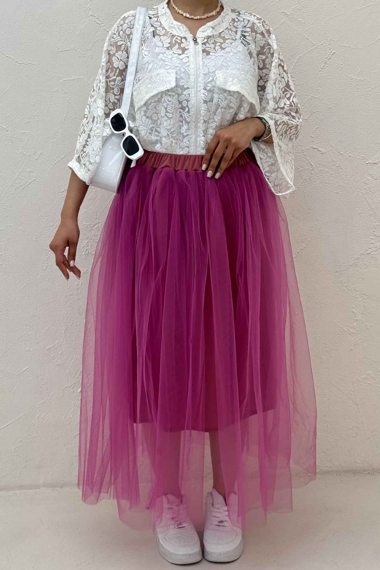 دامن توری کمر پیله داخل آستردار 1002