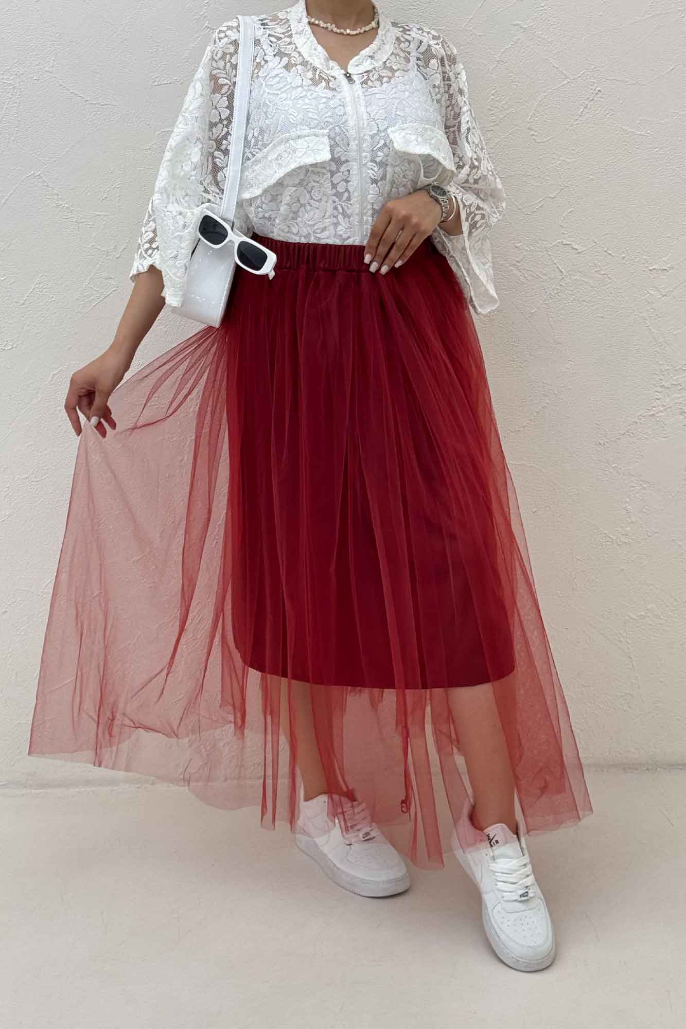 دامن توری کمر پیله داخل آستردار 1002