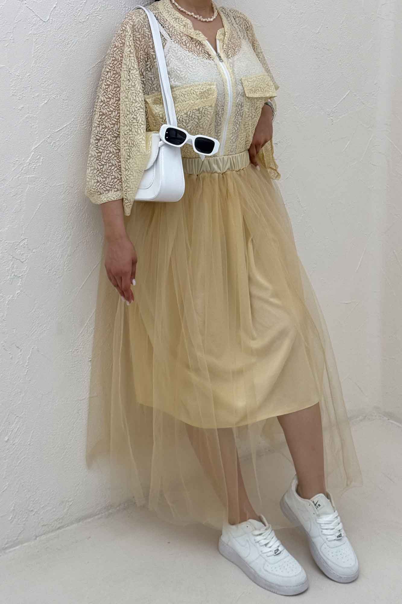 دامن توری کمر پیله داخل آستردار 1002