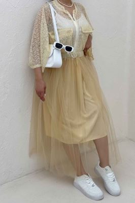 دامن توری کمر پیله داخل آستردار 1002