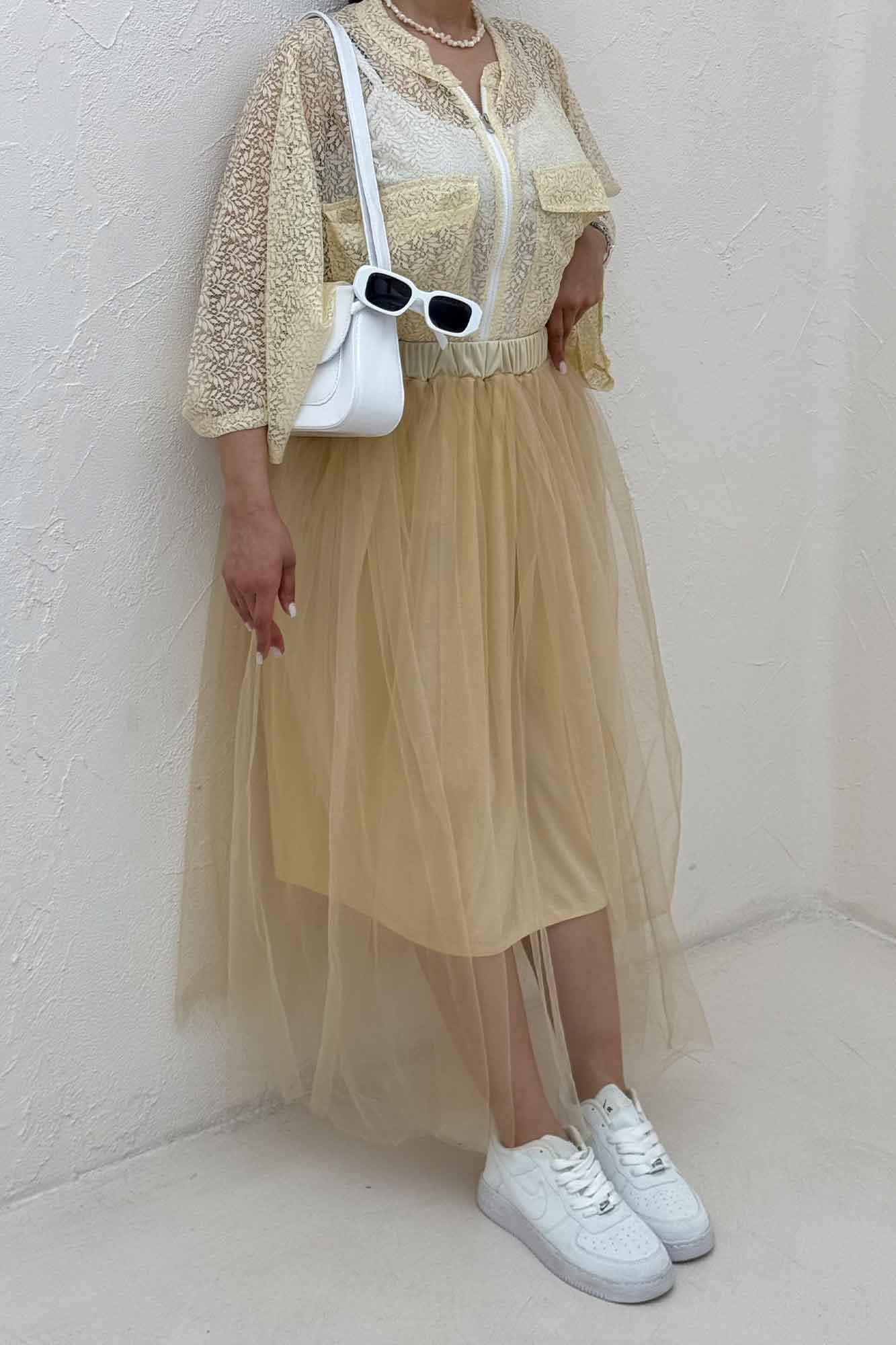 دامن توری کمر پیله داخل آستردار 1002