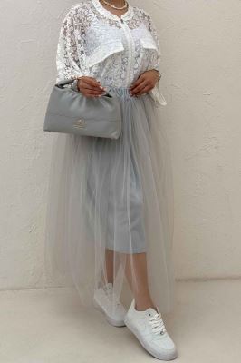 دامن توری کمر پیله داخل آستردار 1002