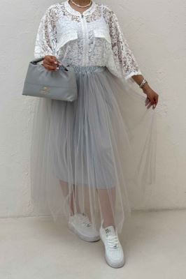 دامن توری کمر پیله داخل آستردار 1002