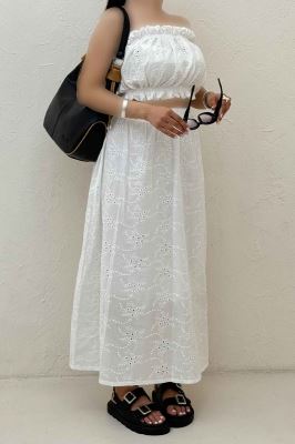 ست دکلته دامن خامه دوزی 1014