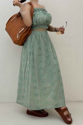 ست دکلته دامن خامه دوزی 1014