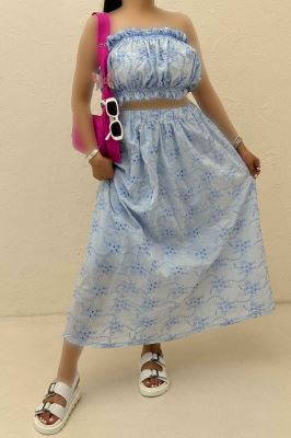 ست دکلته دامن خامه دوزی 1014