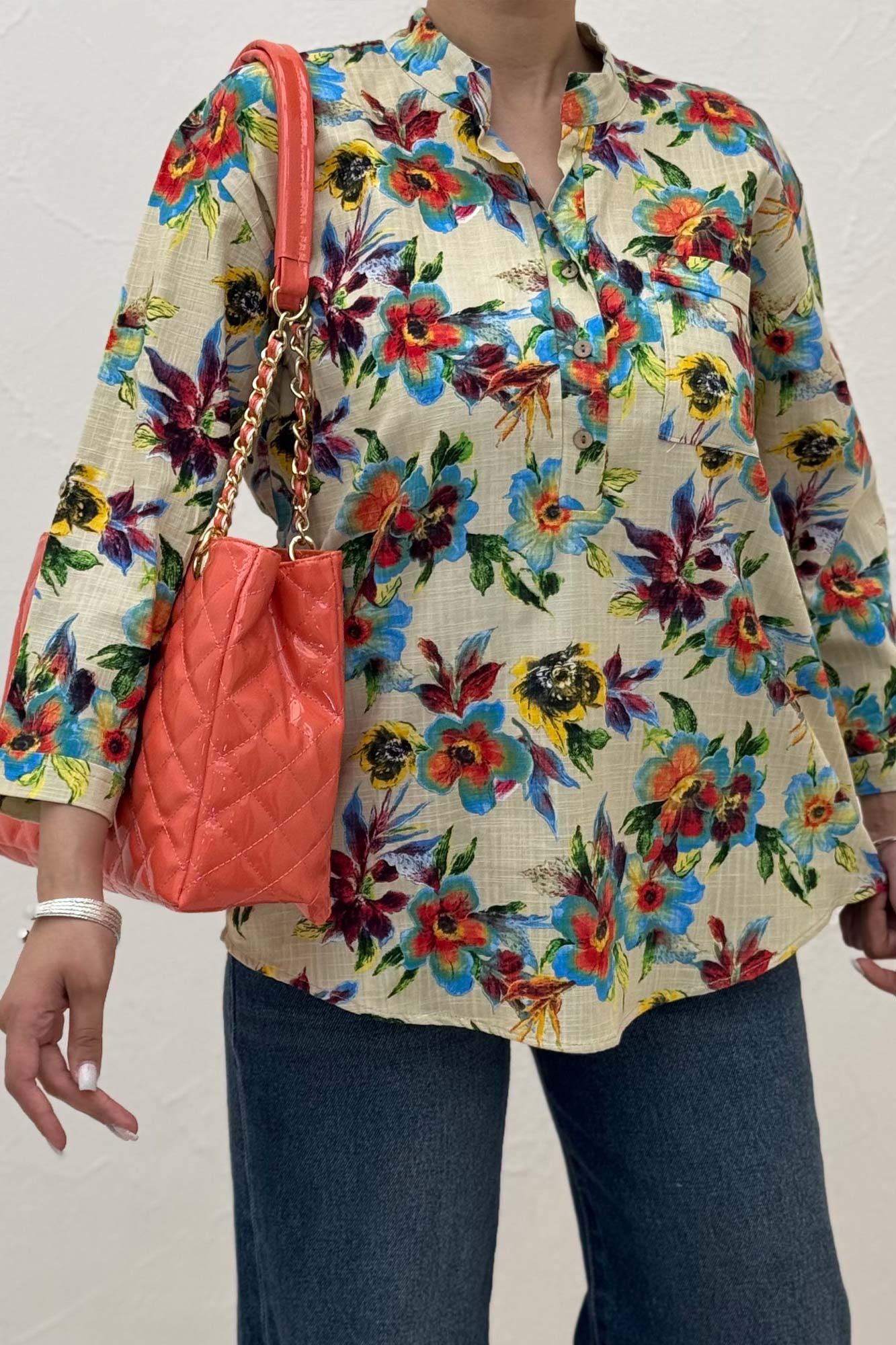 شومیز لینن زارا طرحدار ایتالیایی 1012