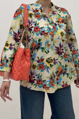 شومیز لینن زارا طرحدار ایتالیایی 1012