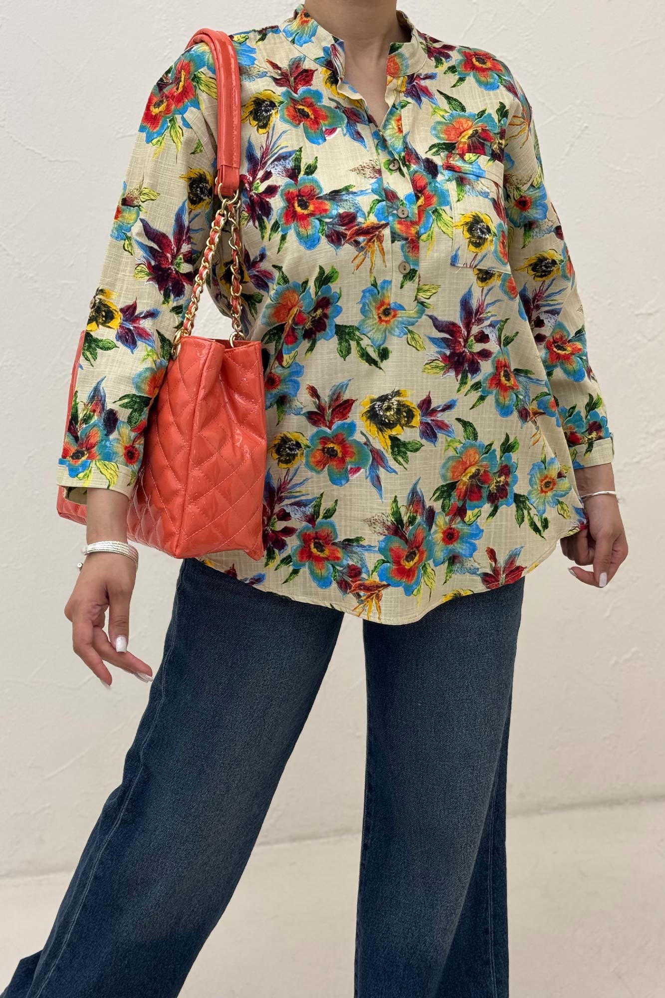 شومیز لینن زارا طرحدار ایتالیایی 1012