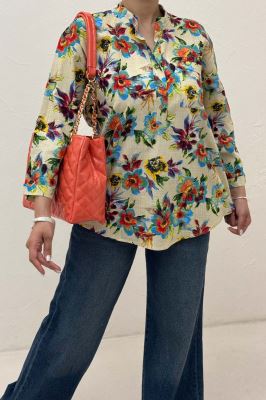 شومیز لینن زارا طرحدار ایتالیایی 1012