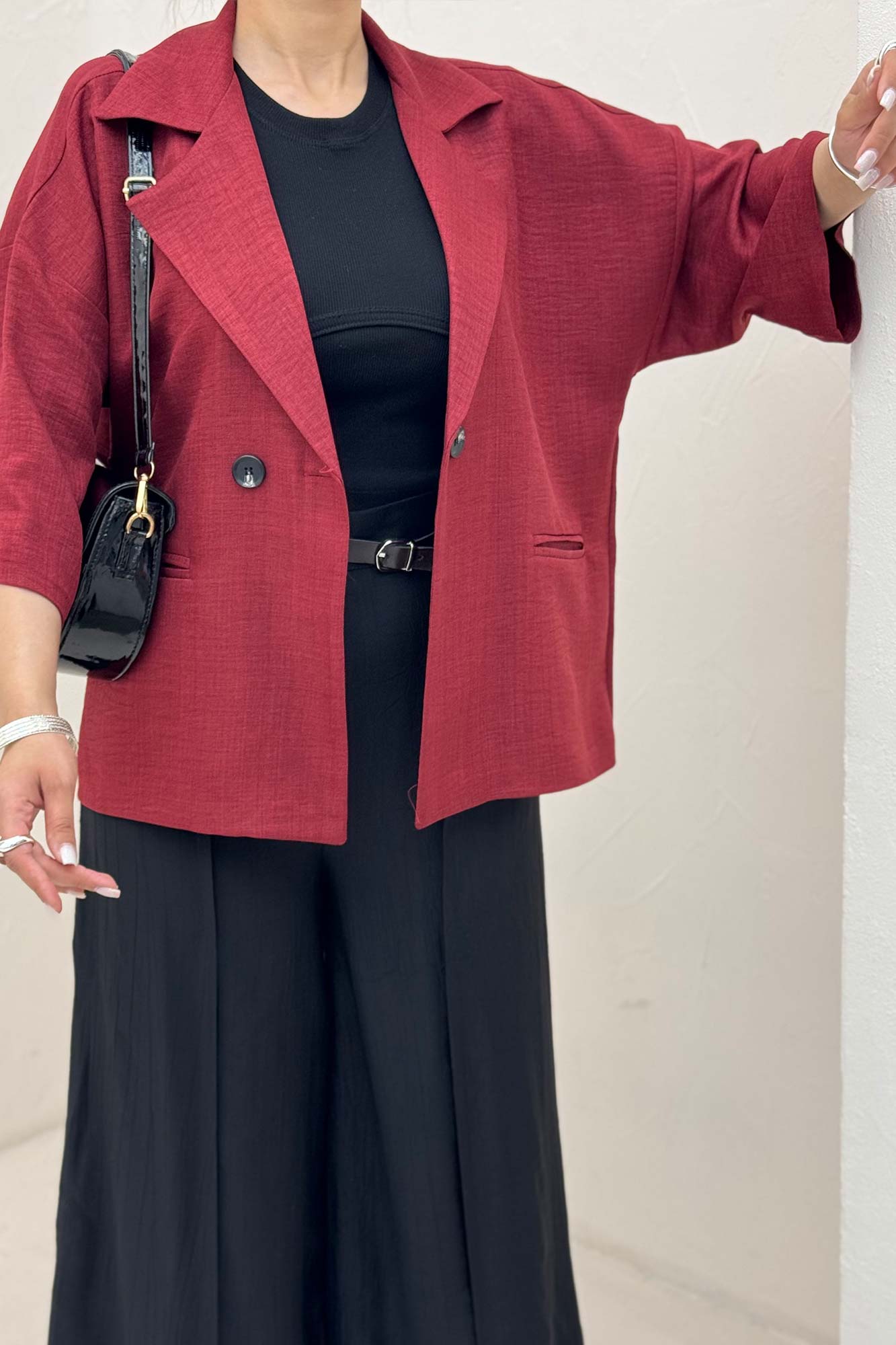 مانتو کتی آستین سه رب یقه انگلیسی شانتونR