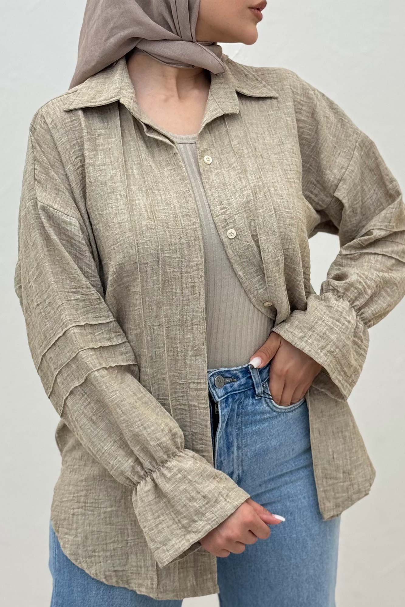 شومیز مانتویی شانتون زارا سر آستین کش