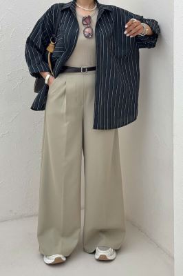 شومیز مانتویی راه راه ژاکارد پشت دکمه