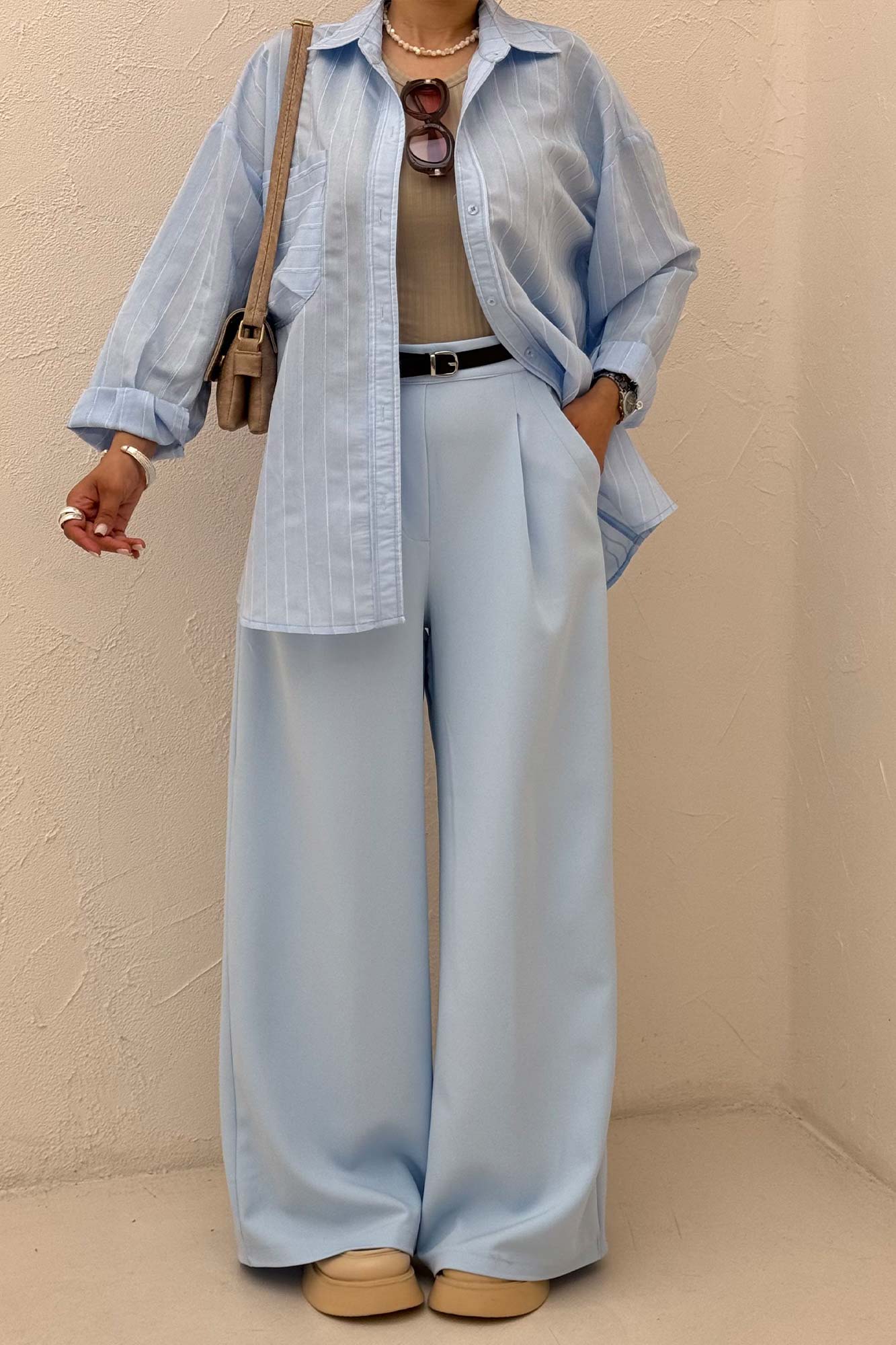 شومیز مانتویی راه راه ژاکارد پشت دکمه