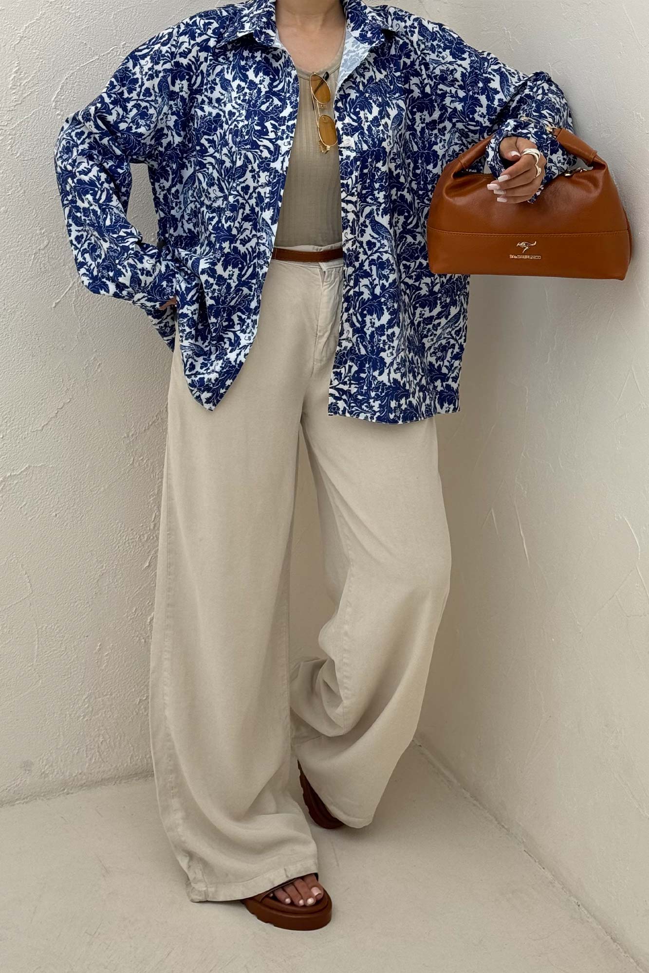 شومیز ساتن حریر طرح نقش آبی