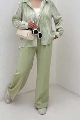 شومیز مانتویی پرینتی دکمه مخفی طرح 1