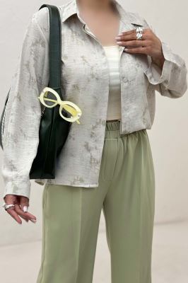 شومیز مانتویی پرینتی دکمه مخفی طرح 1