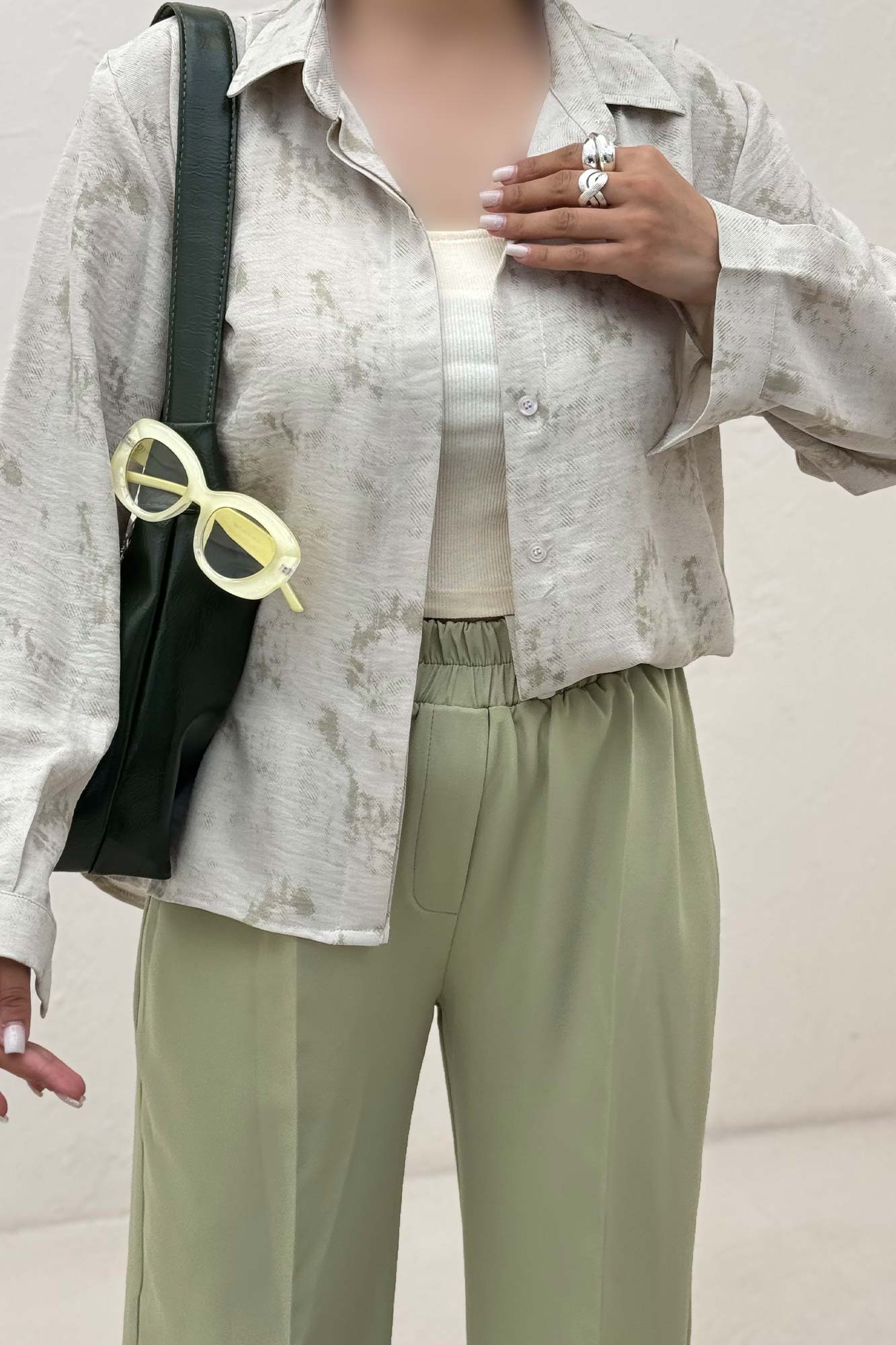 شومیز مانتویی پرینتی دکمه مخفی طرح 1