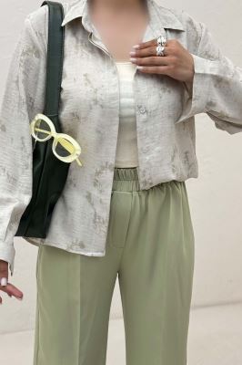 شومیز مانتویی پرینتی دکمه مخفی طرح 1