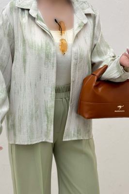 شومیز مانتویی پرینتی دکمه مخفی طرح 2