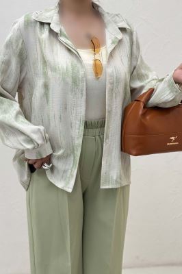 شومیز مانتویی پرینتی دکمه مخفی طرح 2