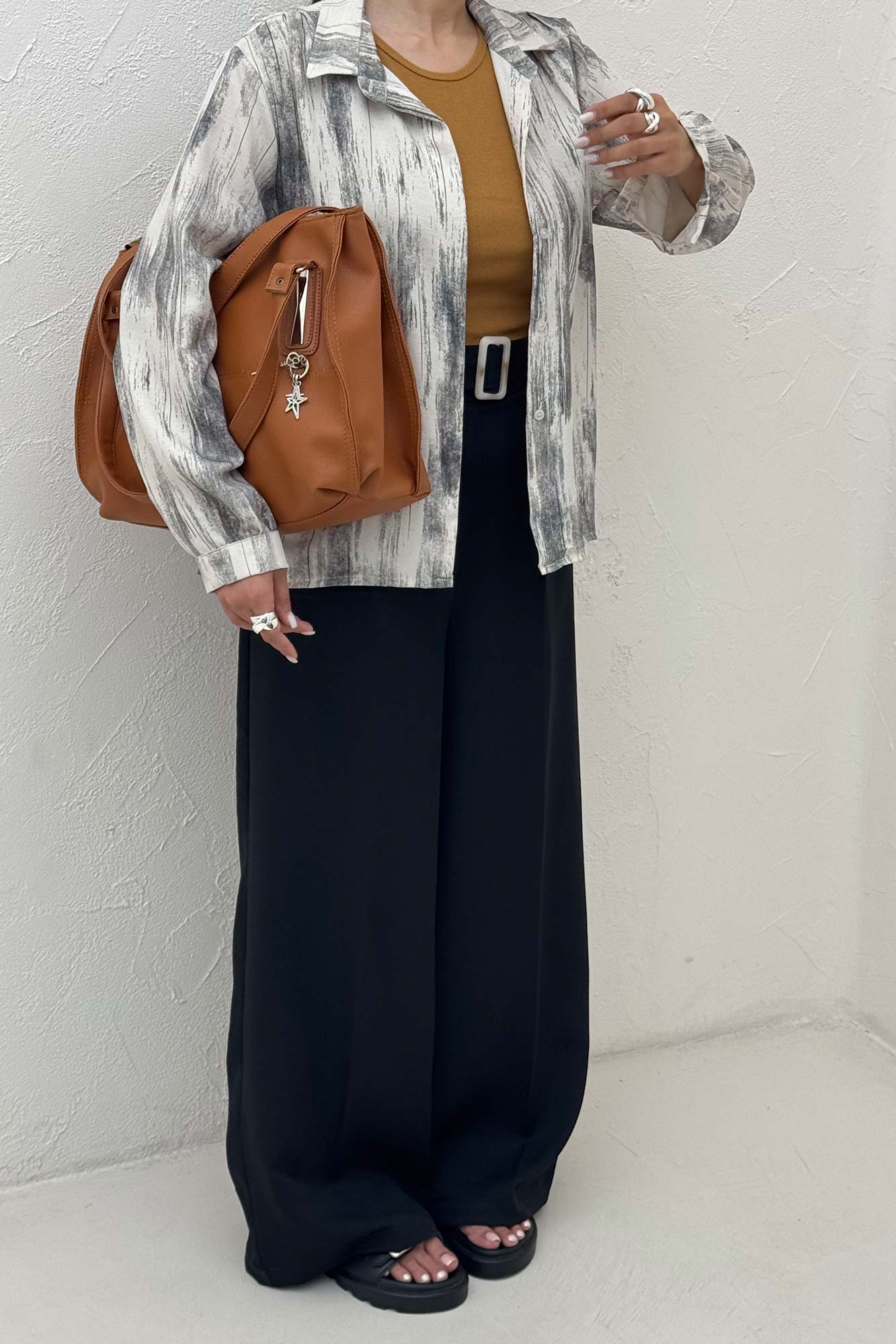 شومیز مانتویی پرینتی دکمه مخفی طرح 2